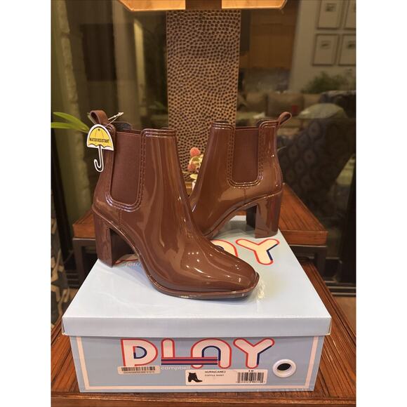 JEFFREY CAMPBELL Size 9 Hurricane Chelsea Waterproof Coffee Ankle Bootie New - Picture 2 of 10